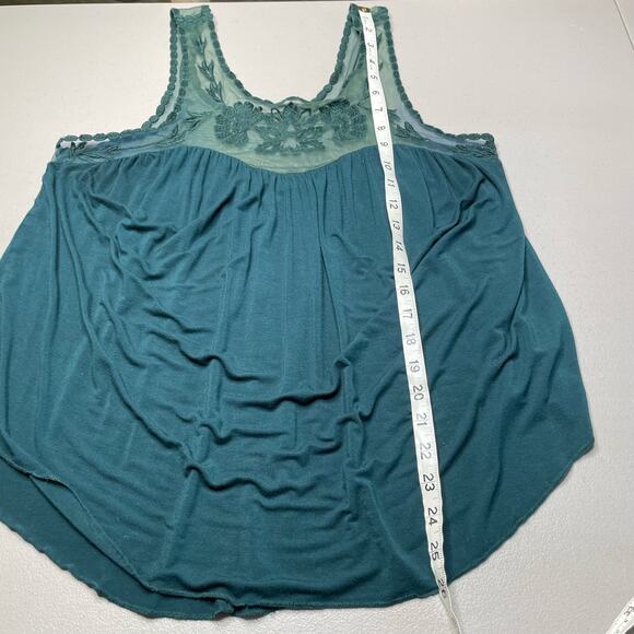 American Eagle Sleeveless Mesh Sheer Scoop Neck Knit Sexy Tank Top Green Women L - Picture 6 of 8